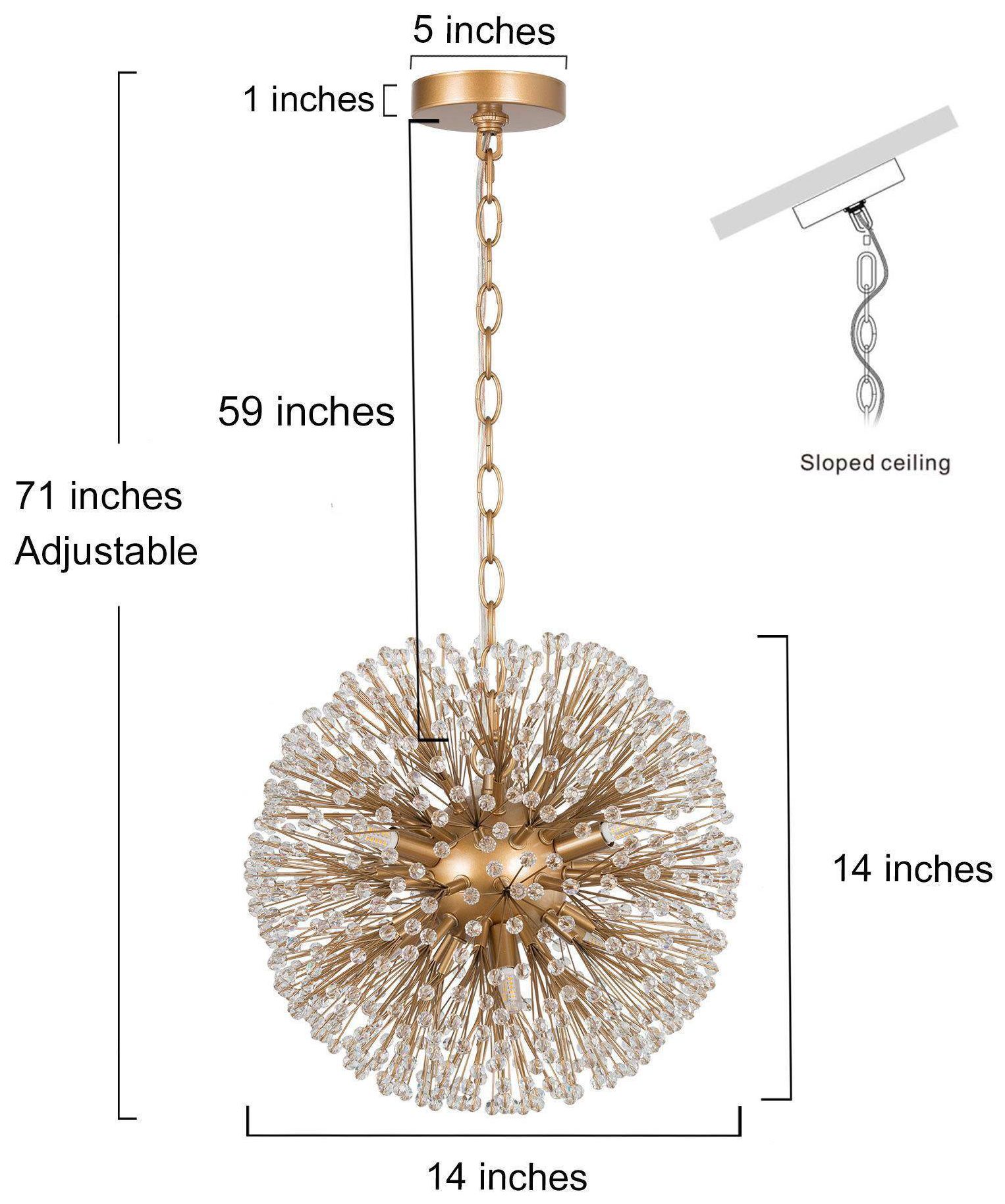 Thumbnail2 of Porgynia 13.8"W 6-Light Globe Brass Pendant with Crystal Beads more views