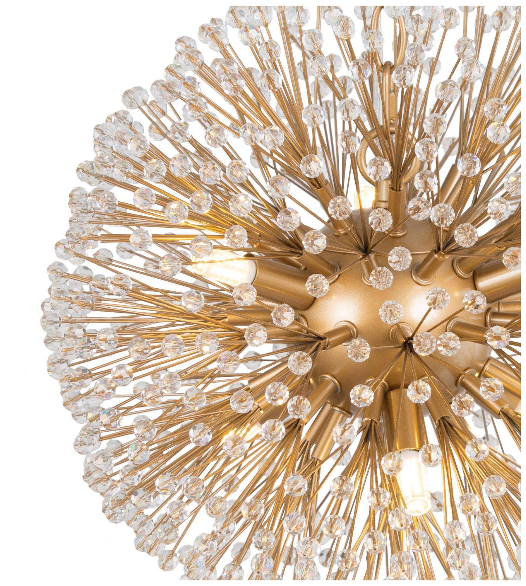 Thumbnail3 of Porgynia 13.8"W 6-Light Globe Brass Pendant with Crystal Beads more views