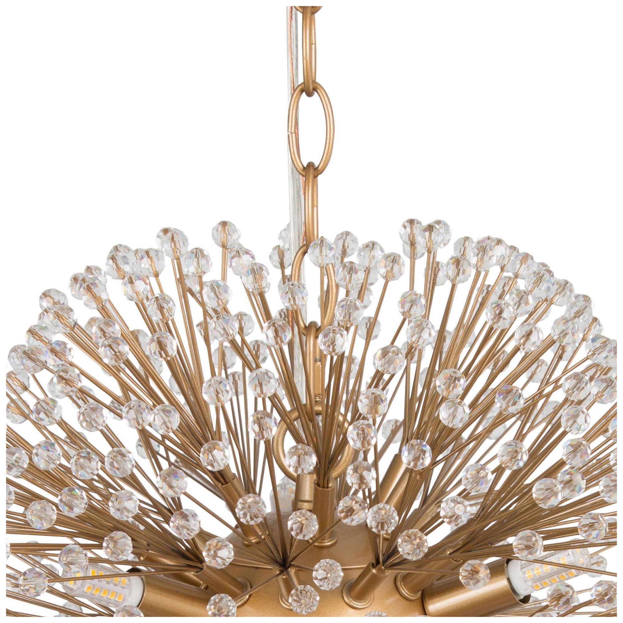 Thumbnail4 of Porgynia 13.8"W 6-Light Globe Brass Pendant with Crystal Beads more views