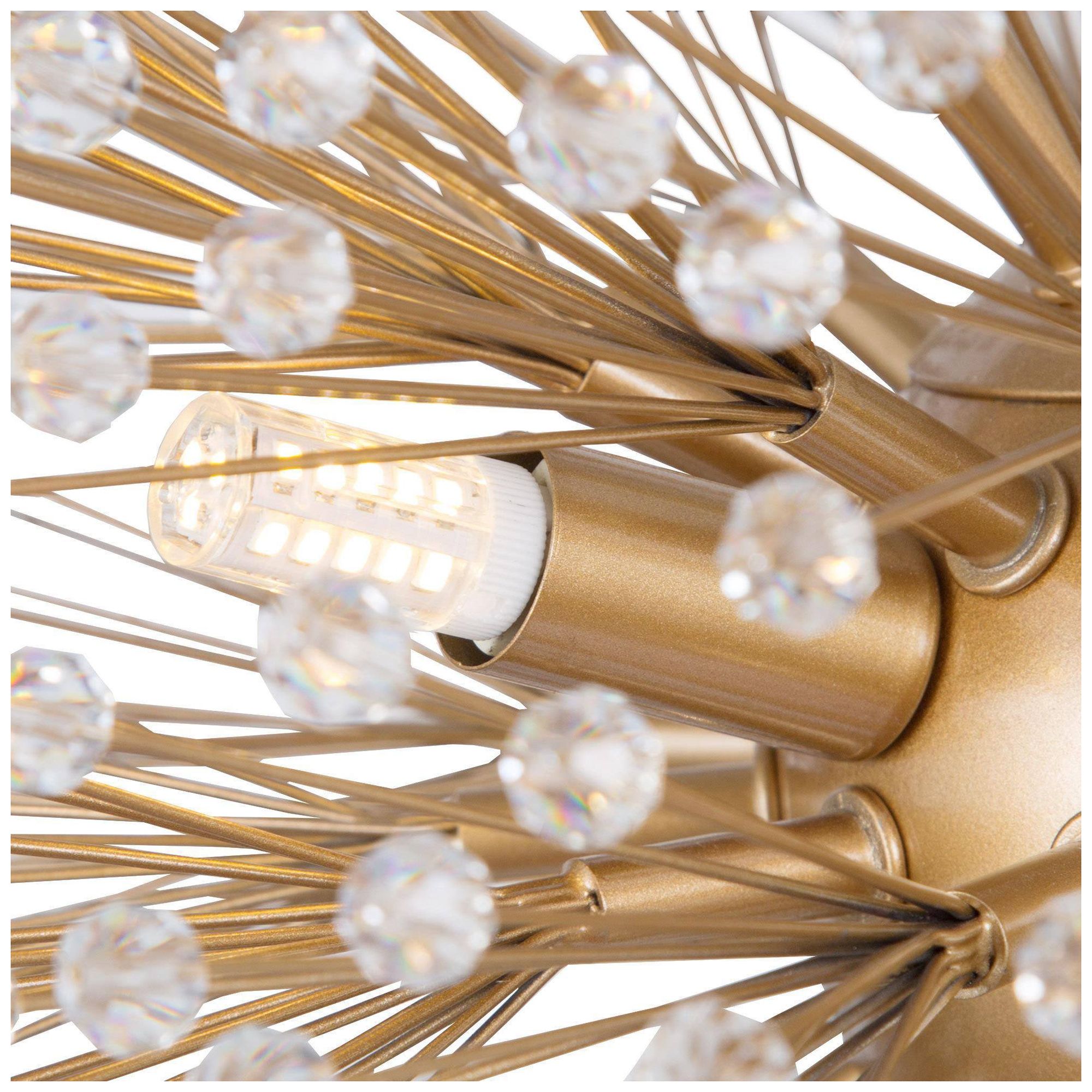 Porgynia 13.8"W 6-Light Globe Brass Pendant with Crystal Beads
