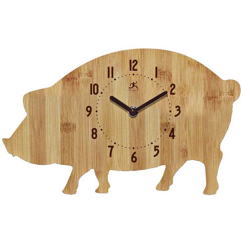 Image 1 Pork Chop Pig Bamboo Kitchen Wall Clock
