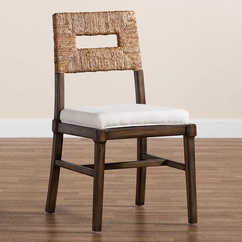 Image 1 Porsha Studio Porsha Walnut Brown Wood Rattan Dining Chair