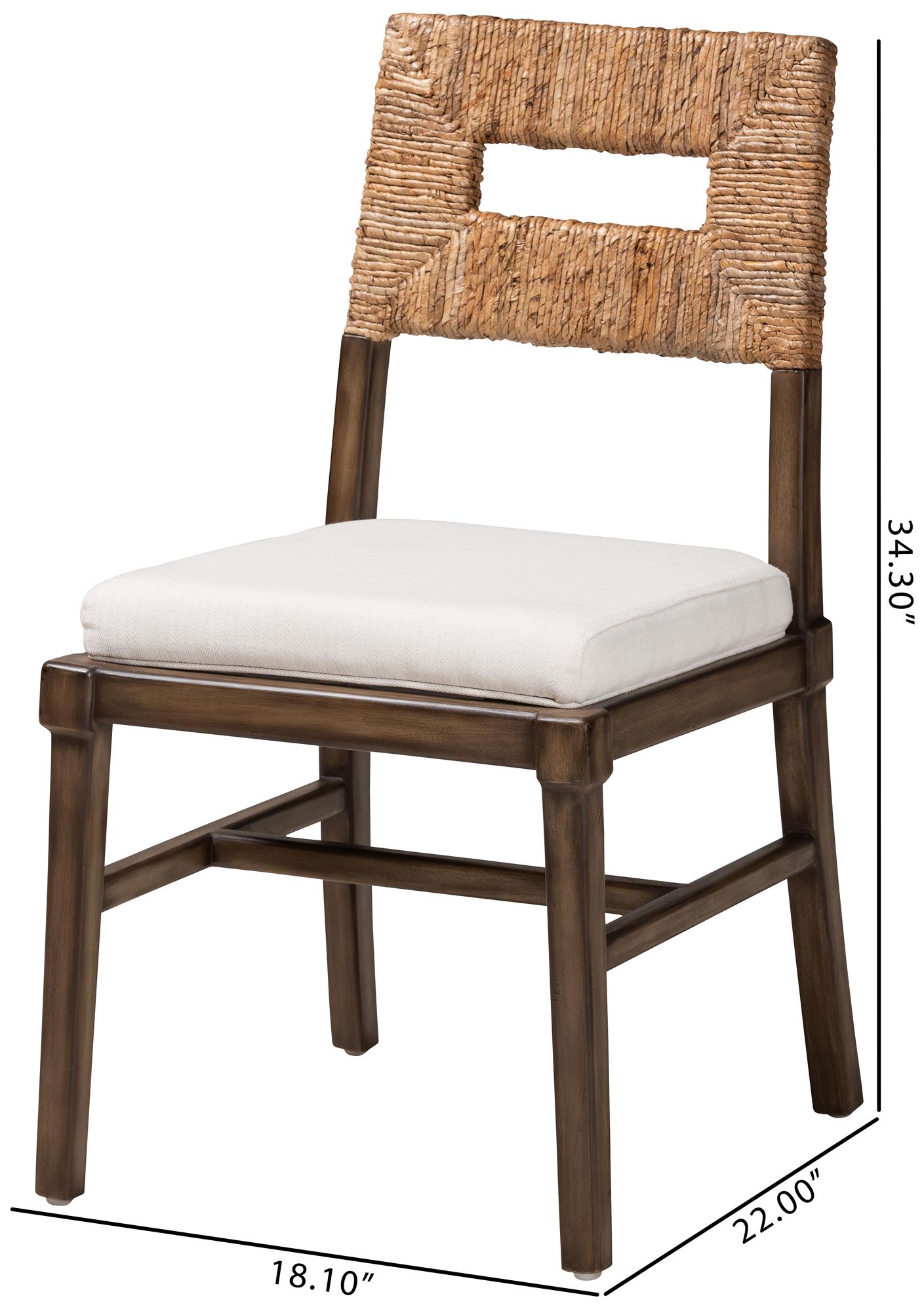 Porsha Studio Porsha Walnut Brown Wood Rattan Dining Chair