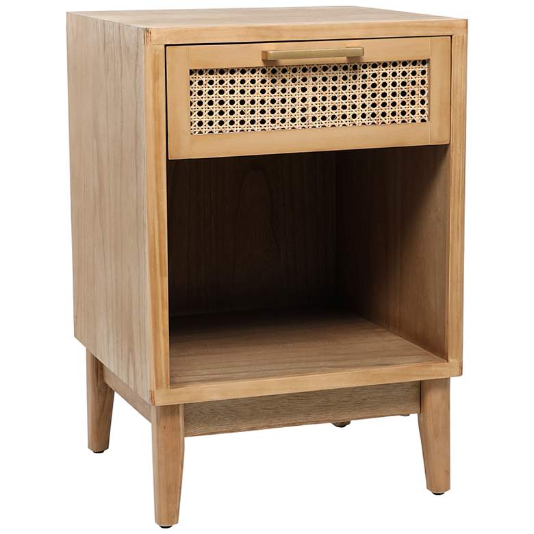 Image 2 Port 18" Wide Light Brown Wood 1-Drawer 1-Shelf Accent Table