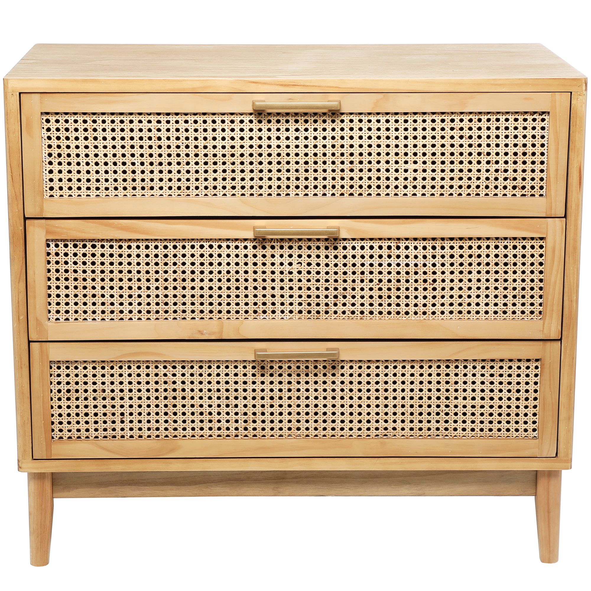 Image 5 Port 35 1/2"W Light Brown Wood Cane 3-Drawer Storage Cabinet more views