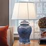 Port 68 Aegean Blue w/ White Porcelain Temple Jar Table Lamp