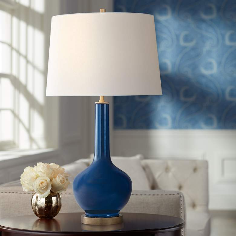 Image 1 Port 68 Alex Rich Navy Glaze Porcelain Vase Table Lamp