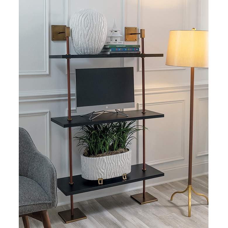Image 1 Port 68 Arnold 36" Wide Semi-Gloss Black 3-Tier Shelf