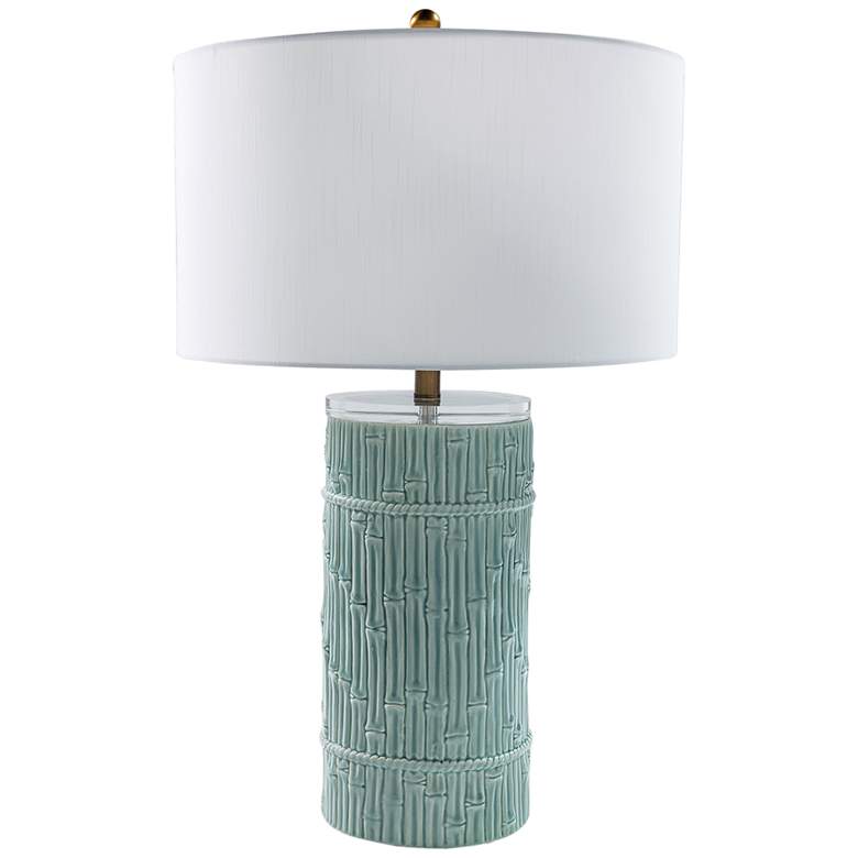 Image 1 Port 68 Bamboo 29" High Glossy Celadon Porcelain Cylinder Table Lamp