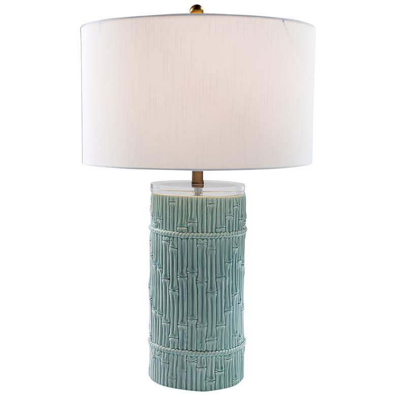 Image 4 Port 68 Bamboo 29" High Glossy Celadon Porcelain Cylinder Table Lamp more views