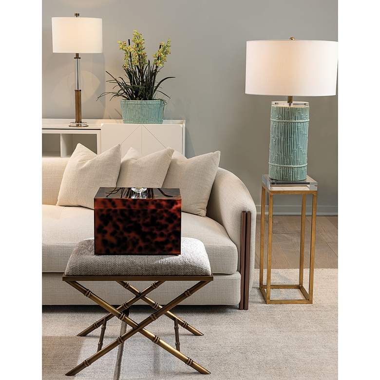 Image 5 Port 68 Bamboo 29" High Glossy Celadon Porcelain Cylinder Table Lamp more views
