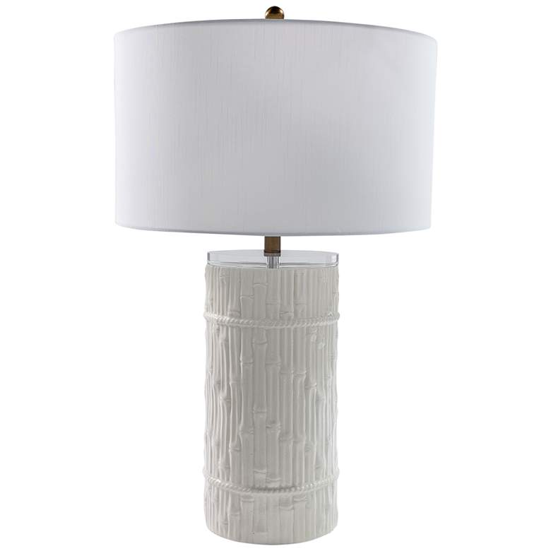 Image 1 Port 68 Bamboo Glossy Cream Porcelain Cylinder Table Lamp