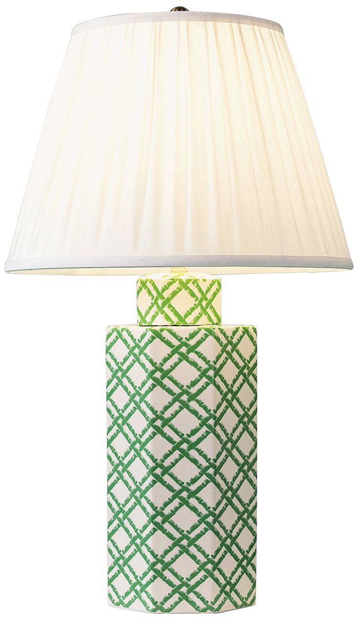 green and white table lamps