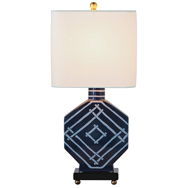 Image 1 Port 68 Bamboozled Indigo Octagon Porcelain Table Lamp