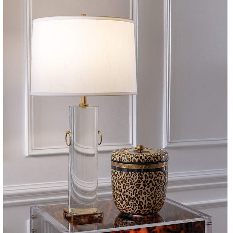 Image 1 Port 68 Beverly Clear Lucite Cylinder Table Lamp