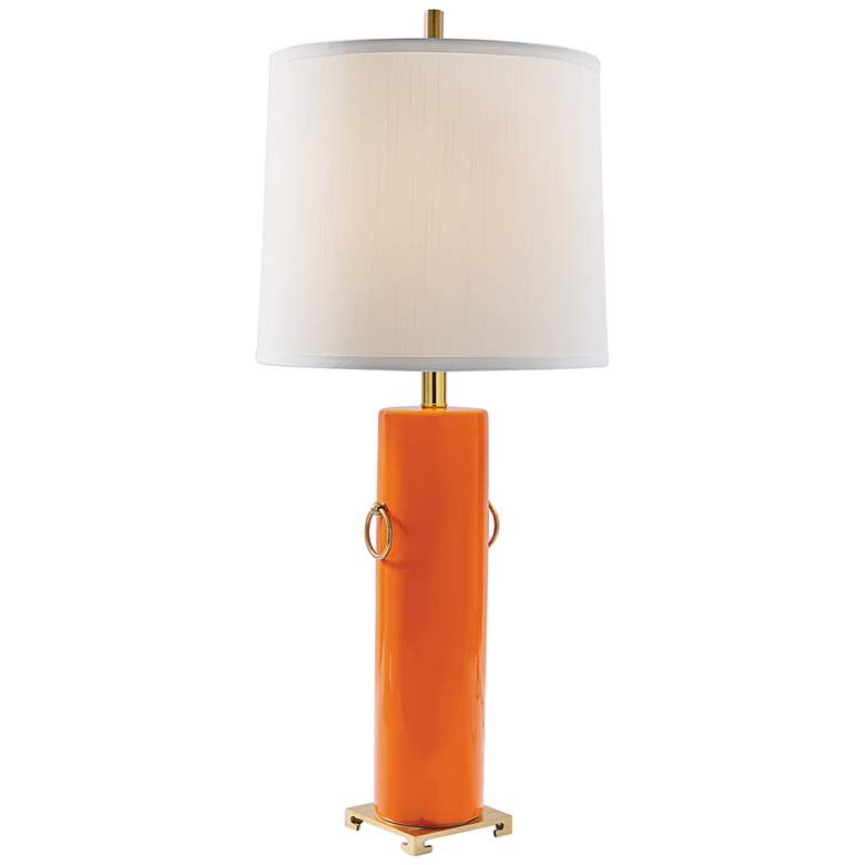 Image 1 Port 68 Beverly Glossy Orange Porcelain Cylinder Table Lamp