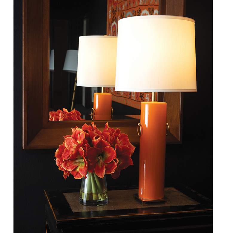Image 4 Port 68 Beverly Glossy Orange Porcelain Cylinder Table Lamp more views
