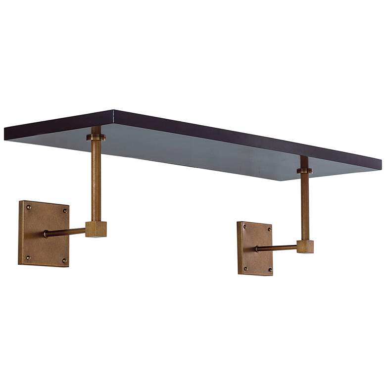 Image 1 Port 68 Billy 36" Wide Black and Age Brass Wall Shelf