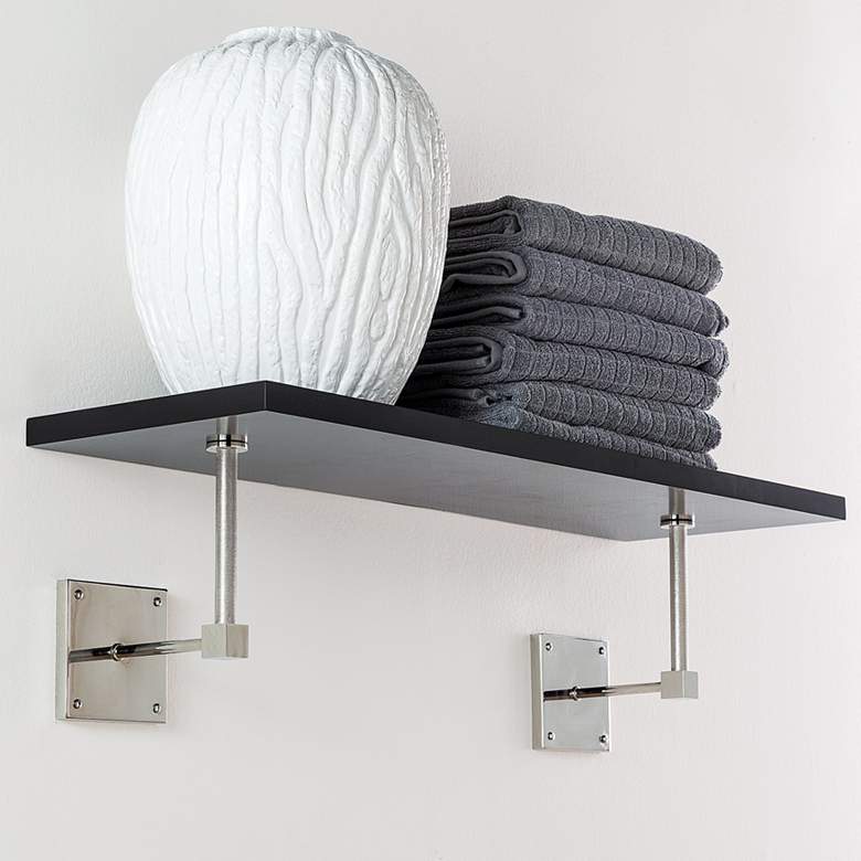 Image 1 Port 68 Billy 36 inch Wide Black and Polished Nickel Wall Shelf