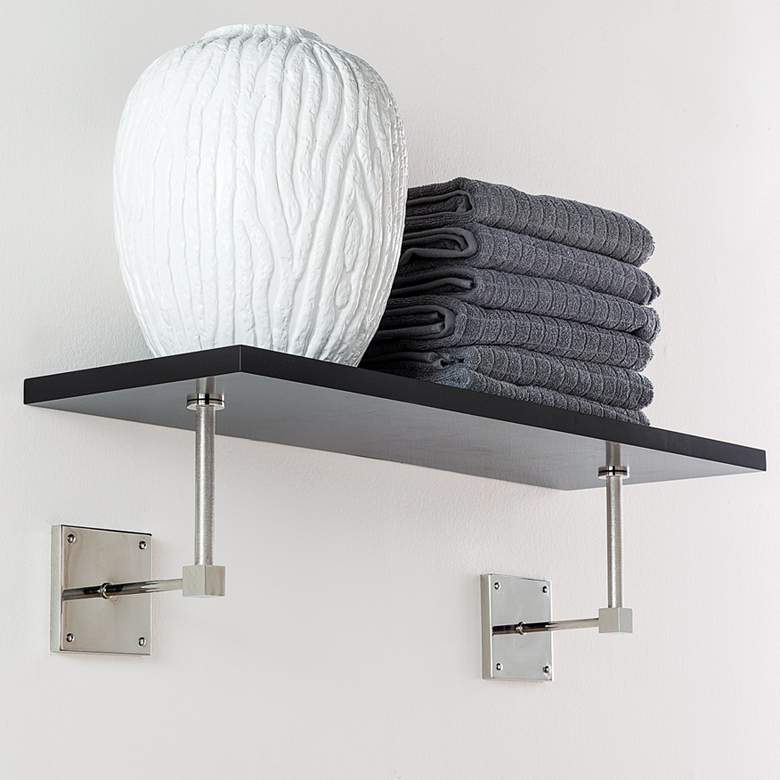 Image 1 Port 68 Billy 36" Wide Black and Polished Nickel Wall Shelf