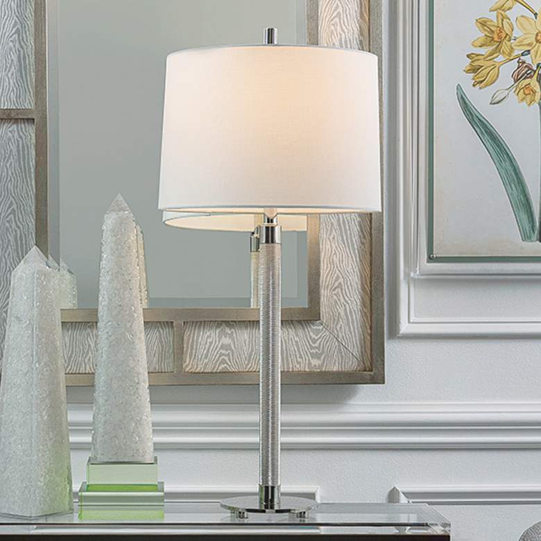 Image 1 Port 68 Billy Polished Nickel Knurled Metal Table Lamp