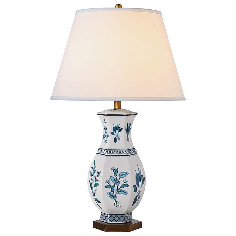 Image 1 Port 68 Botanical Blue Hexagon Porcelain Table Lamp