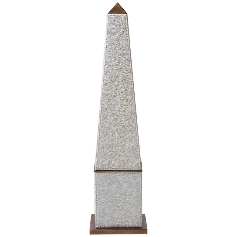 Image 1 Port 68 Cairo 20 inch High Cream Faux Shagreen Obelisk Sculpture