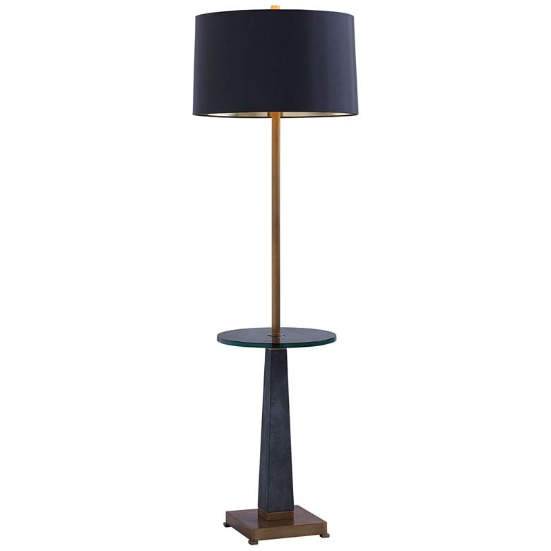 Image 2 Port 68 Cairo 560 inch Gray and Aged Brass Tray Table Floor Lamp