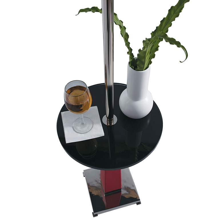 Image 5 Port 68 Cairo 60" Red and Nickel Floor Lamp with Tray Table more views