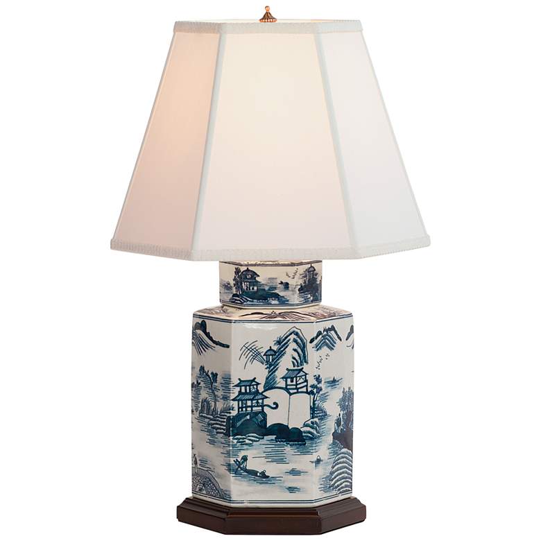 Image 1 Port 68 Canton Blue and White Porcelain Accent Table Lamp