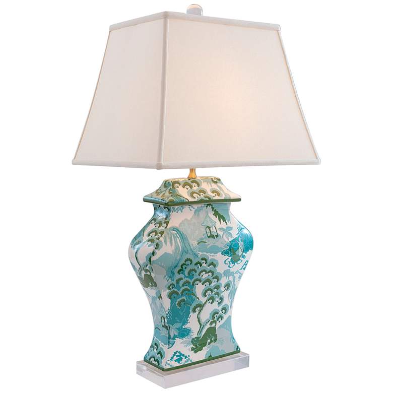 Image 1 Port 68 Canton Celadon and Blue Porcelain Table Lamp
