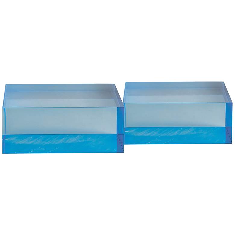 Image 1 Port 68 Capagna 5" Wide Blue Lucite Square Stands Set of 2