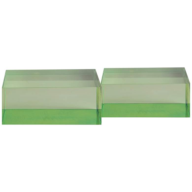 Image 1 Port 68 Capagna 5 inch Wide Green Lucite Square Stands Set of 2