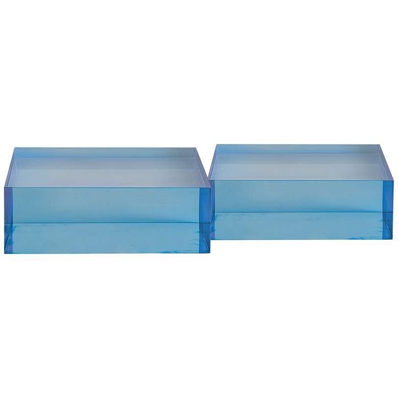 Image 1 Port 68 Capagna 6 inch Wide Blue Lucite Square Stands Set of 2