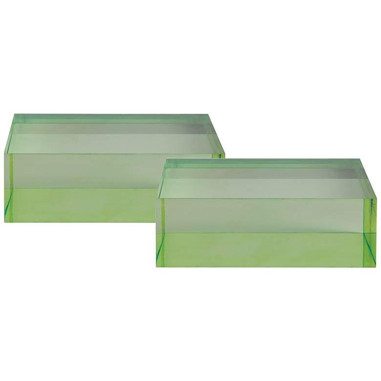 Image 1 Port 68 Capagna 6" Wide Green Lucite Square Stands Set of 2