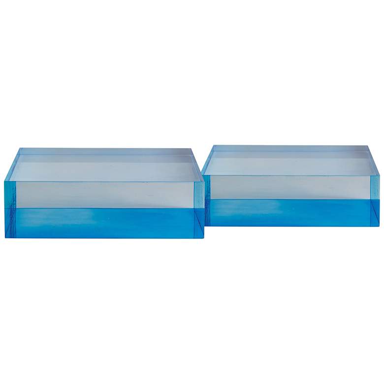 Image 1 Port 68 Capagna 7" Wide Blue Lucite Square Stands Set of 2