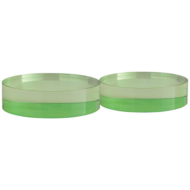 Image 1 Port 68 Capagna 7" Wide Green Lucite Round Stands Set of 2