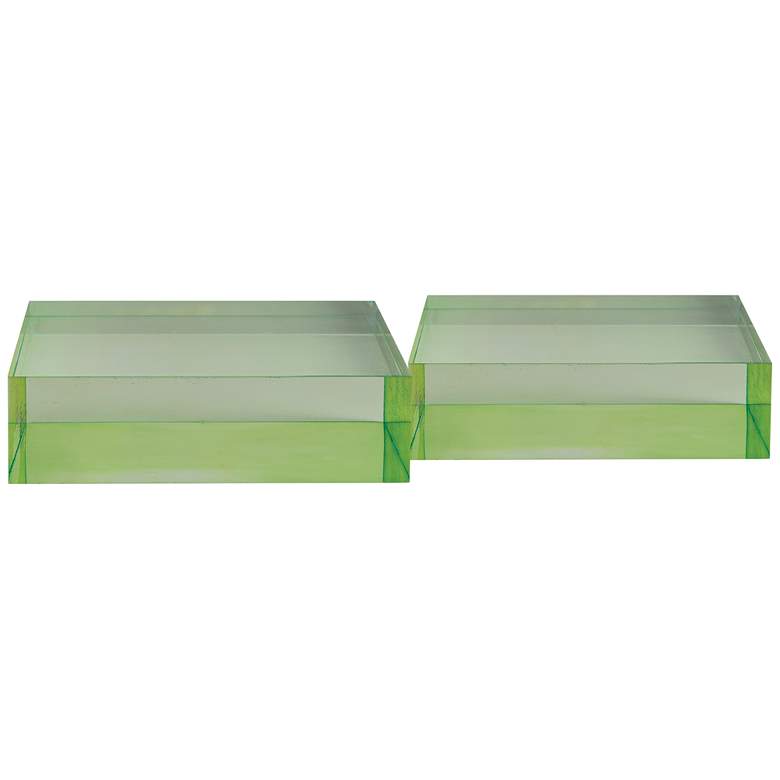 Image 1 Port 68 Capagna 7" Wide Green Lucite Square Stands Set of 2