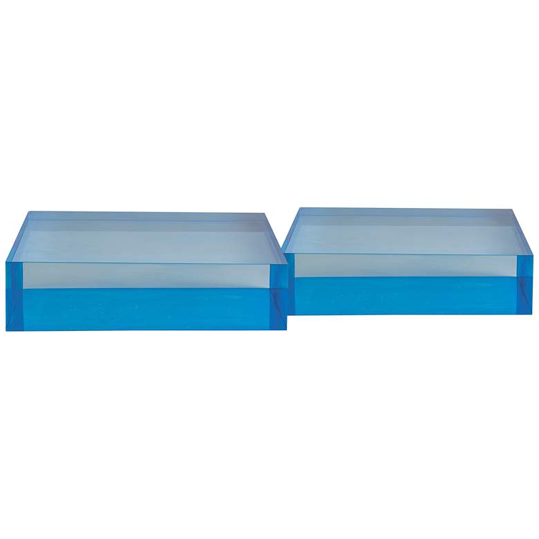 Image 1 Port 68 Capagna 8" Wide Blue Lucite Square Stands Set of 2