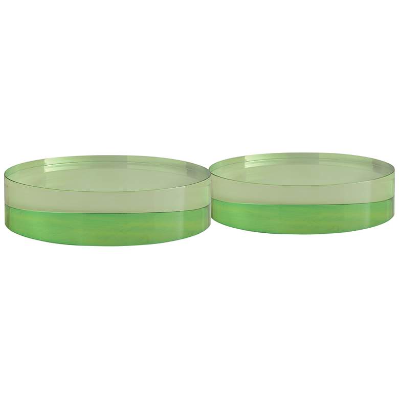 Image 1 Port 68 Capagna 8" Wide Green Lucite Round Stands Set of 2
