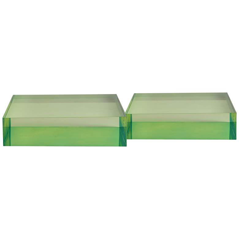 Image 1 Port 68 Capagna 8 inch Wide Green Lucite Square Stands Set of 2