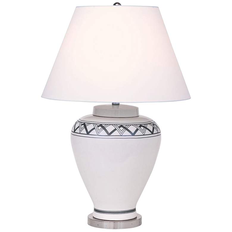 Image 1 Port 68 Carlyle Cream Border-Patterned Porcelain Table Lamp