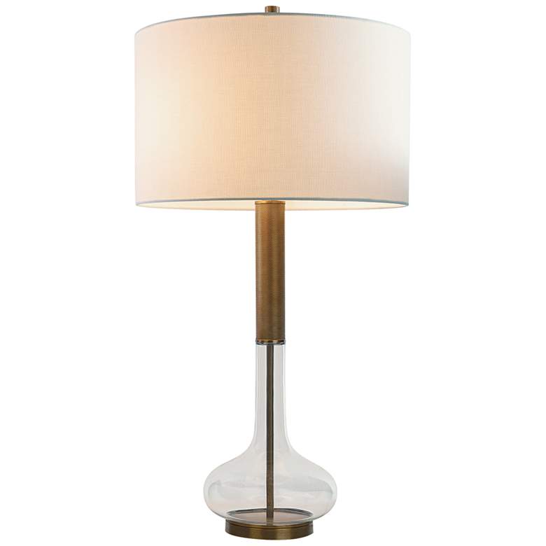 Image 2 Port 68 Charlie Clear Glass Aged Brass Knurled Table Lamp