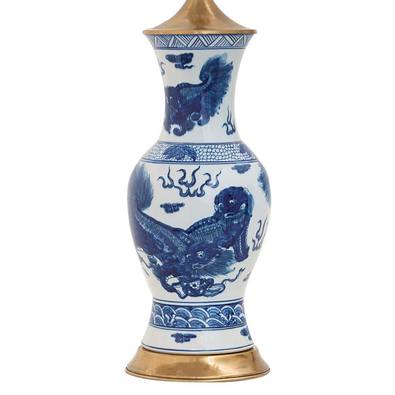 Port 68 Chow Blue White Porcelain Foo Dogs Vase Table Lamp more views