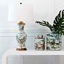 1_Port 68 Chow Foo Dogs 34" Brown and White Porcelain Vase Table Lamp