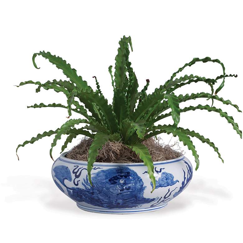 Image 1 Port 68 Chow Glossy Blue and White 16" Wide Center Basin