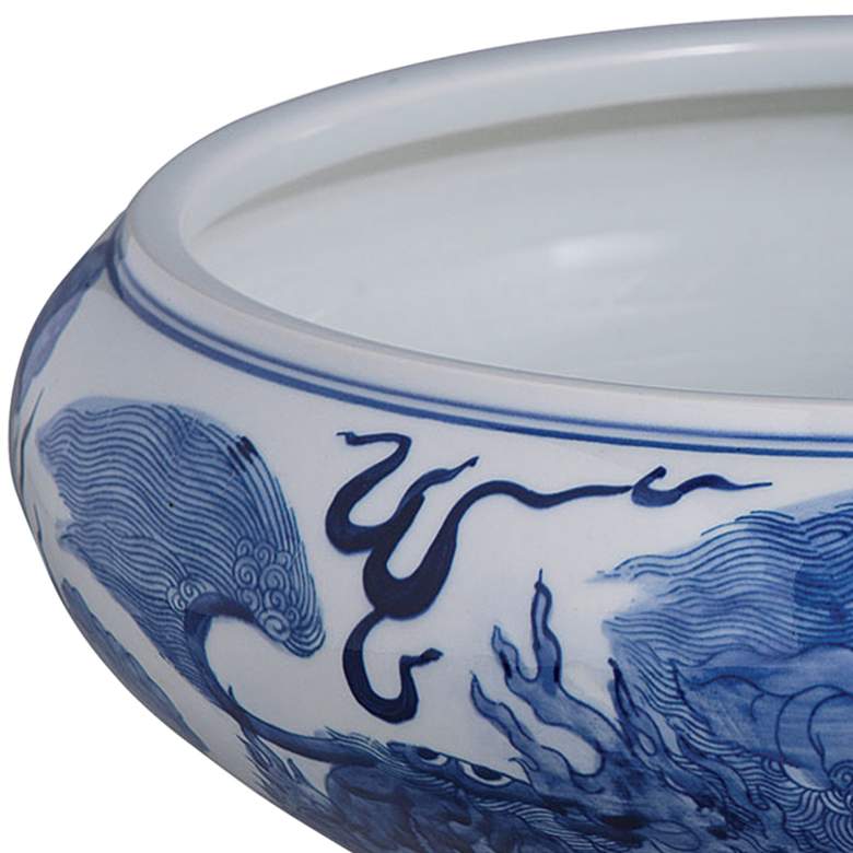 Image 3 Port 68 Chow Glossy Blue and White 16" Wide Center Basin more views