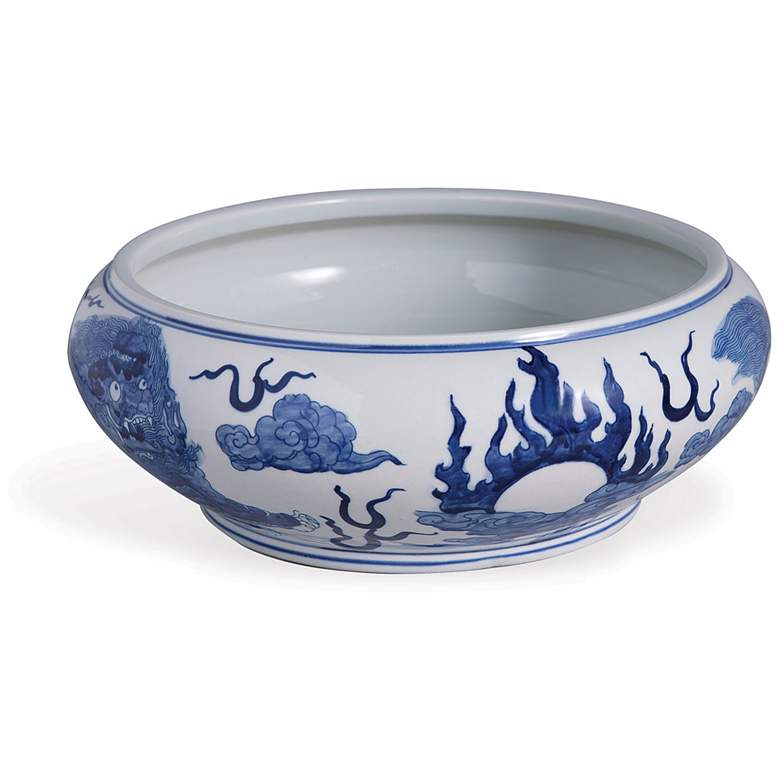 Image 4 Port 68 Chow Glossy Blue and White 16" Wide Center Basin more views