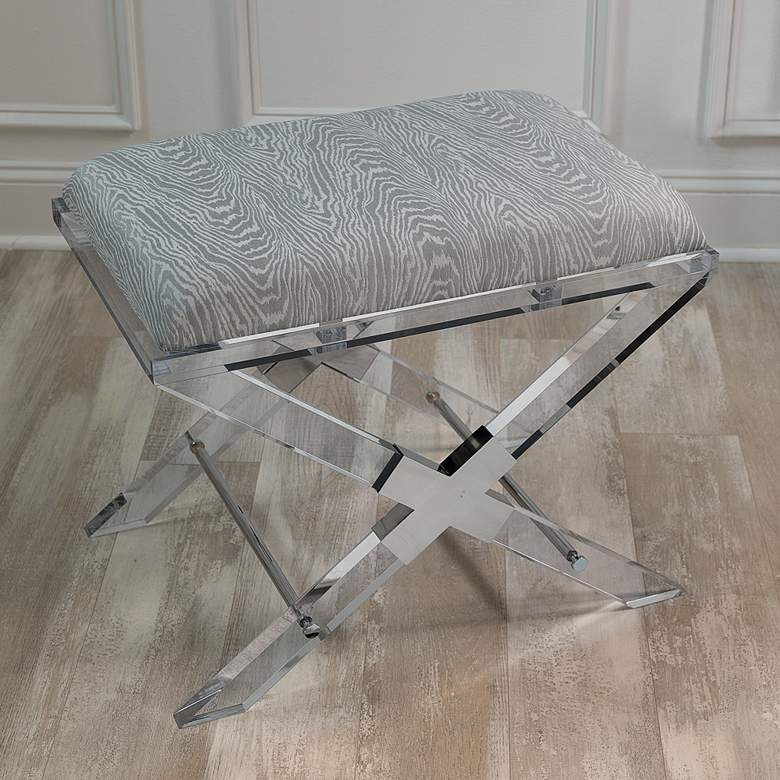 Image 1 Port 68 Crossing Faux Bois Fabric Ottoman