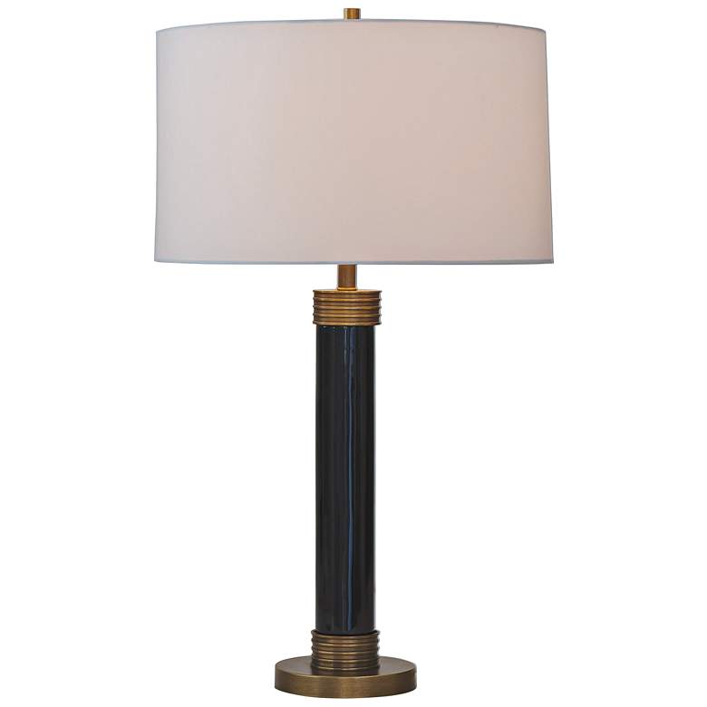 Image 1 Port 68 Dearborn Glossy Black Column Porcelain Table Lamp